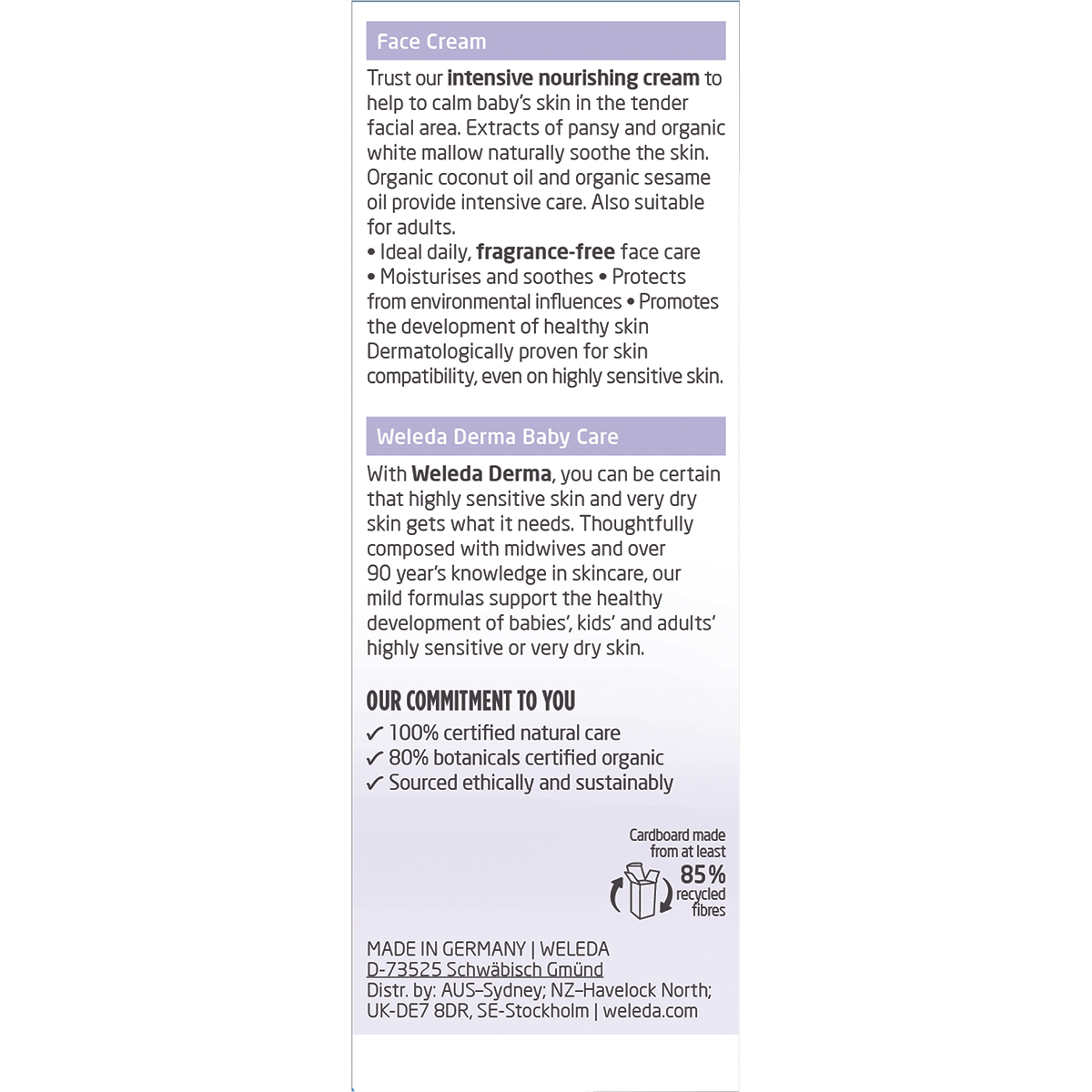 Baby Derma Face Cream White Mallow Fragrance Free