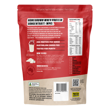 Unflavoured WPC Whey Protein Concentrate in a container, ideal for shakes, smoothies, and fitness nutrition.