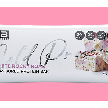 Fibre Boost White Rocky Road cold pressed protein bar single bar
