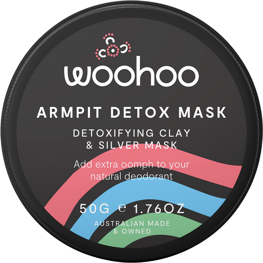 Woohoo Body armpit detox mask clay and silver tin natural deodorant detox treatment Australia for switching to aluminium free deodorant
