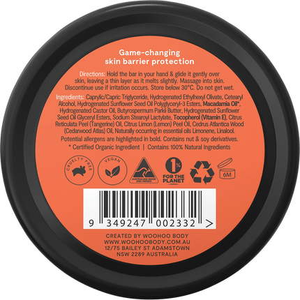 Woohoo Body Bestie natural solid body moisturiser for dry skin hydration and tattoo care skincare