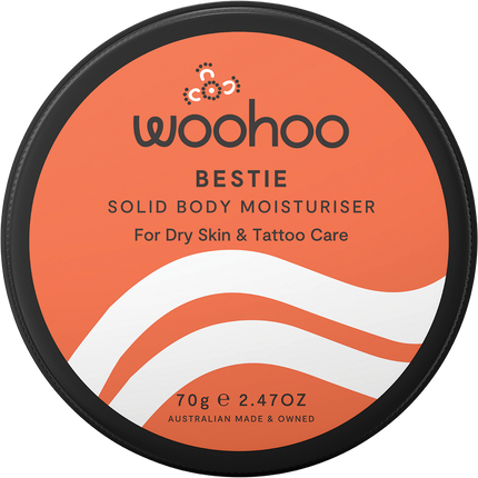 Woohoo Body Bestie solid body moisturiser tin natural organic moisturiser for dry skin and tattoo care