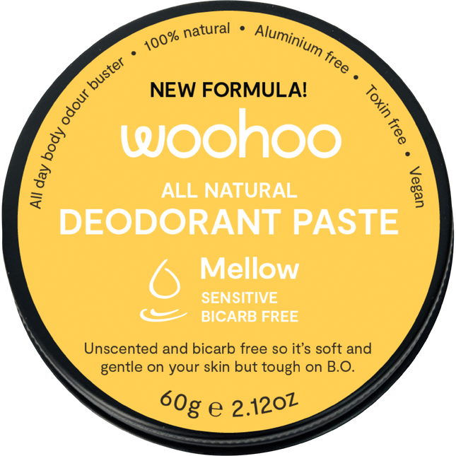 Woohoo Body Mellow Sensitive bicarb free deodorant paste aluminium free natural deodorant Australia for sensitive skin