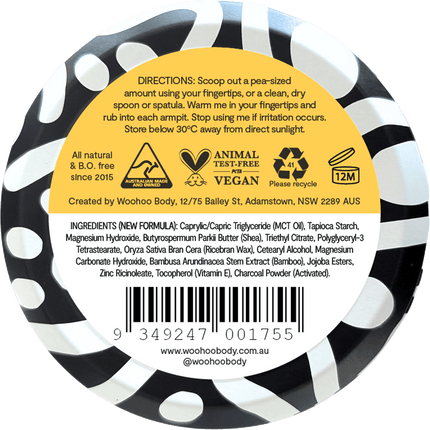 Woohoo Body Mellow Sensitive natural deodorant paste aluminium free deodorant organic deodorant Australia gentle formula