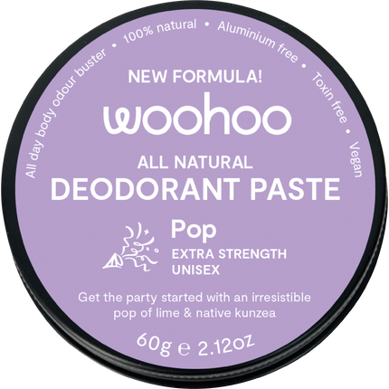 Woohoo Body Pop Extra Strength deodorant paste tin aluminium free deodorant natural deodorant Australia strong odour protection