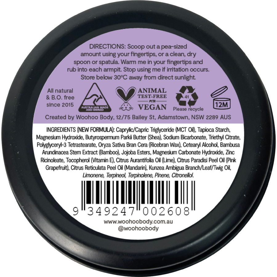 Woohoo Body Pop Extra Strength deodorant paste tin aluminium free deodorant natural deodorant Australia strong odour protection