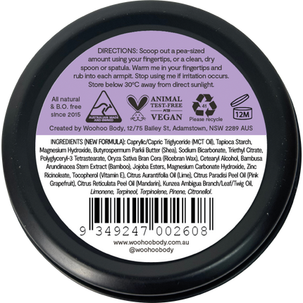 Woohoo Body Pop Extra Strength deodorant paste tin aluminium free deodorant natural deodorant Australia strong odour protection