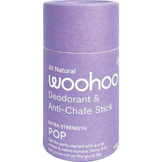 Woohoo Body Pop Extra Strength natural deodorant stick aluminium free deodorant Australia long lasting natural deodorant protection
