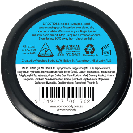 Woohoo Body Surf natural deodorant paste aluminium free deodorant organic deodorant Australia