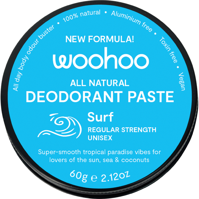 Woohoo Body Surf regular strength deodorant paste tin aluminium free natural deodorant Australia everyday odour protection