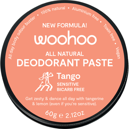 Woohoo Body Tango Sensitive bicarb free deodorant paste tin aluminium free natural deodorant Australia for sensitive skin