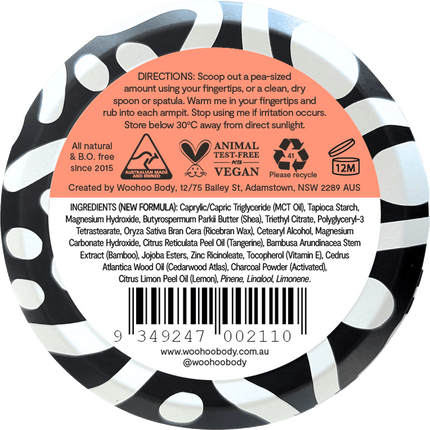 Woohoo Body Tango Sensitive natural deodorant paste aluminium free deodorant organic deodorant Australia gentle formula