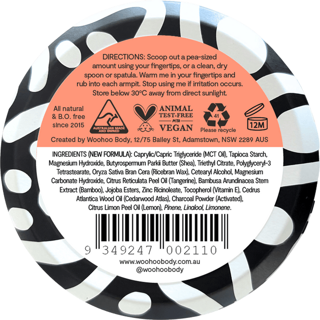 Woohoo Body Tango Sensitive natural deodorant paste aluminium free deodorant organic deodorant Australia gentle formula
