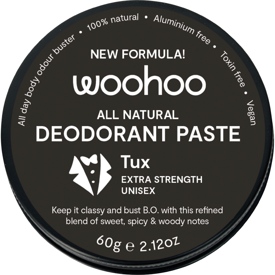 Woohoo Body Tux Extra Strength deodorant paste tin aluminium free natural deodorant Australia strong odour protection