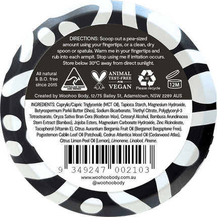 Woohoo Body Tux Extra Strength natural deodorant paste aluminium free deodorant organic deodorant Australia