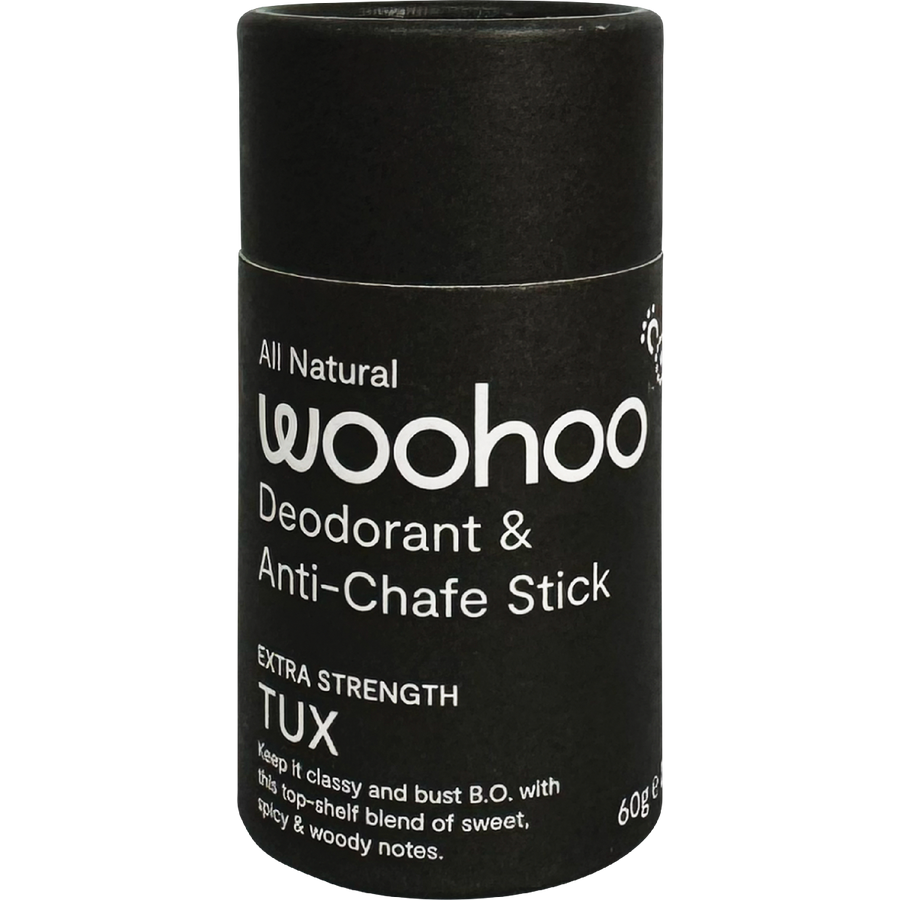 Woohoo Body Tux Extra Strength natural deodorant stick aluminium free deodorant Australia long lasting deodorant protection