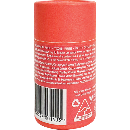 Woohoo Body Urban aluminium free deodorant stick natural deodorant Australia organic deodorant for daily freshness
