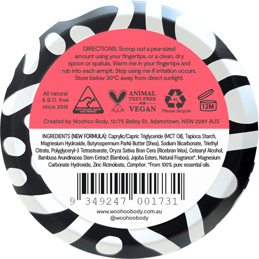 Woohoo Body Urban natural deodorant paste aluminium free deodorant organic deodorant Australia