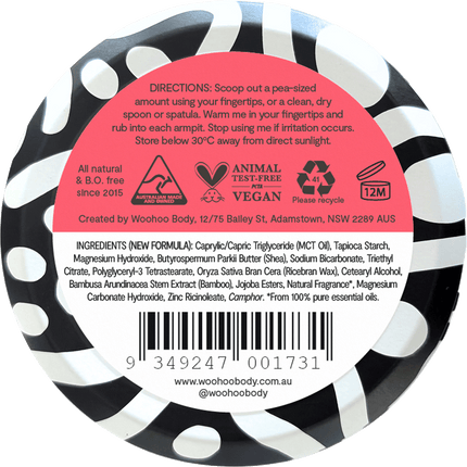 Woohoo Body Urban natural deodorant paste aluminium free deodorant organic deodorant Australia