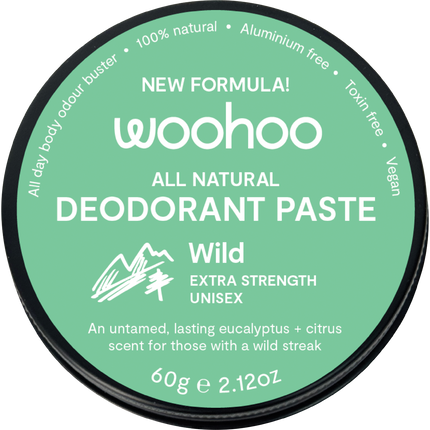 Woohoo Body Wild Extra Strength deodorant paste tin aluminium free natural deodorant Australia strong odour protection