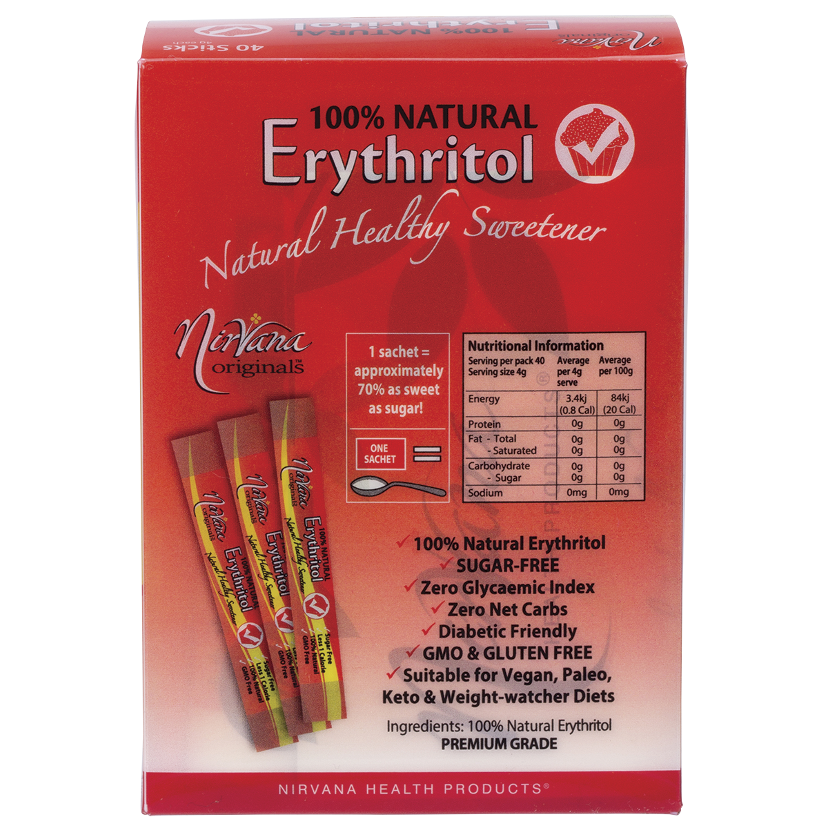 Erythritol 100% Natural Sticks