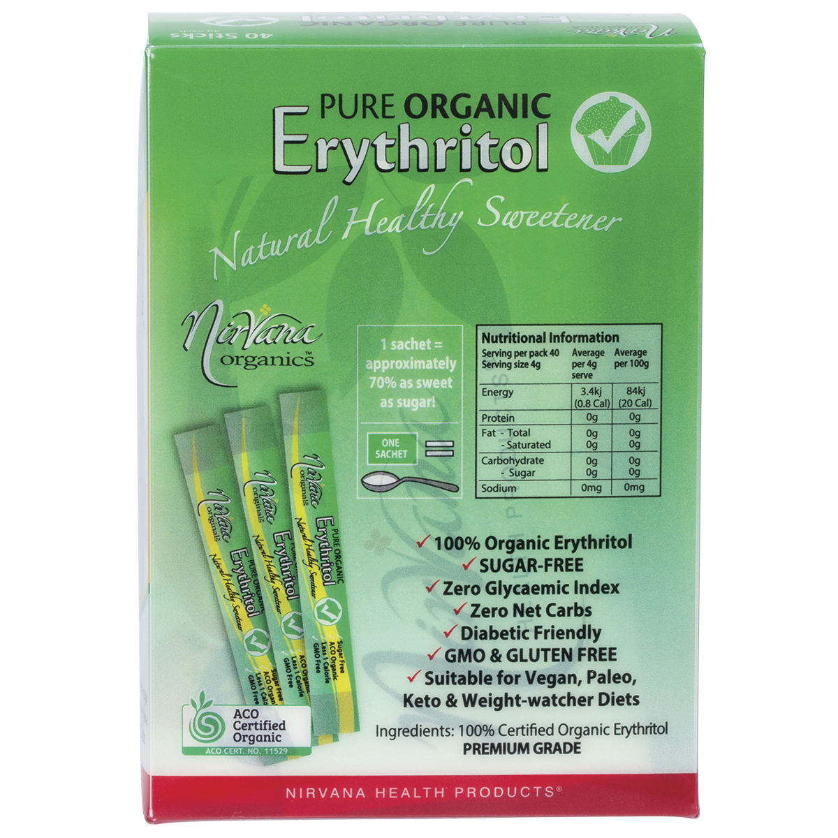 Erythritol Pure Organic Sticks