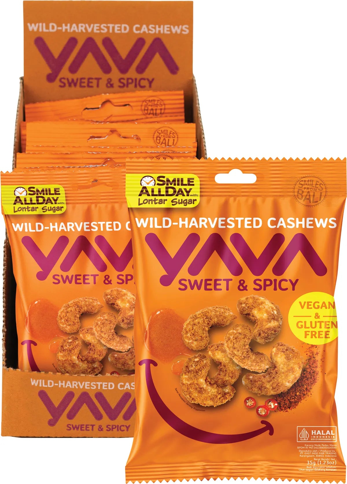 YAVA Wild-Harvested Cashews Sweet & Spicy 10x35g