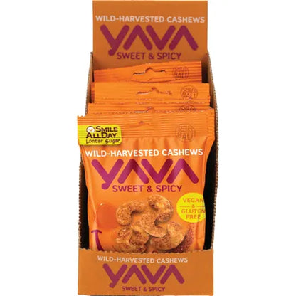 YAVA Wild-Harvested Cashews Sweet & Spicy 10x35g