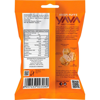 YAVA Krispi Puffs Sweet Cashews 45g x 12