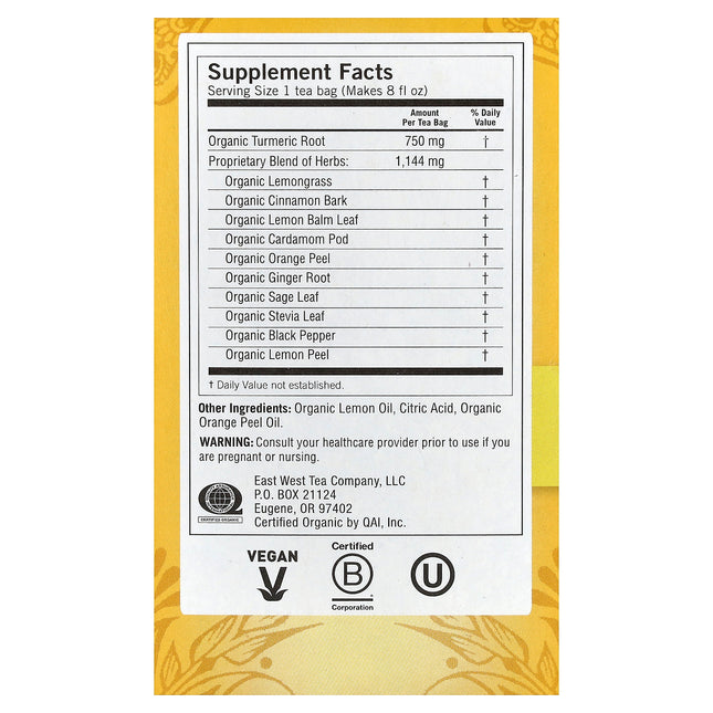 Yogi Tea, Turmeric Vitality, Sweet Ginger Citrus, Caffeine Free, 16 Tea Bags