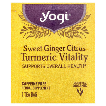 Yogi Tea, Turmeric Vitality, Sweet Ginger Citrus, Caffeine Free Tea Bag