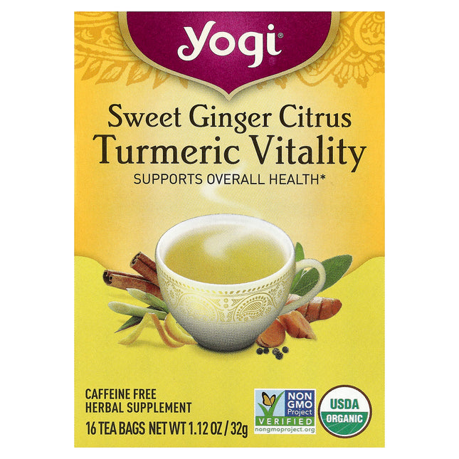 Yogi Tea, Turmeric Vitality, Sweet Ginger Citrus, Caffeine Free Tea Bags