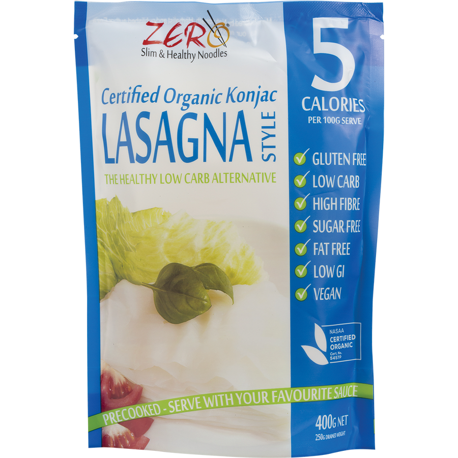 Certified Organic Konjac Lasagna Style noodles in a pack