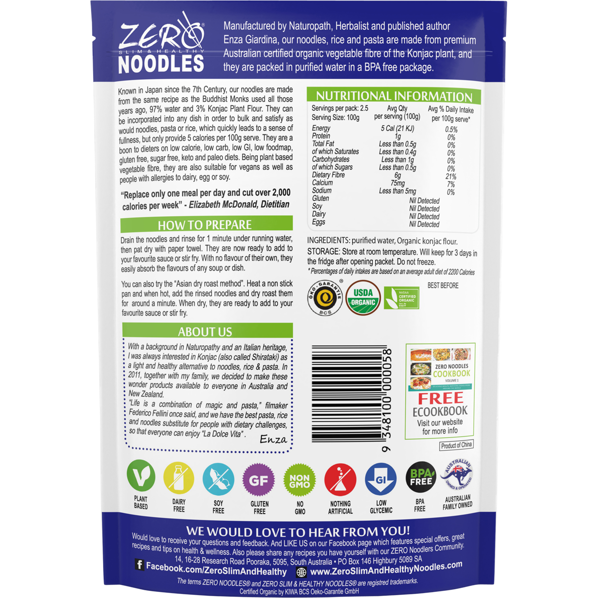 Certified Organic Konjac Noodles Style