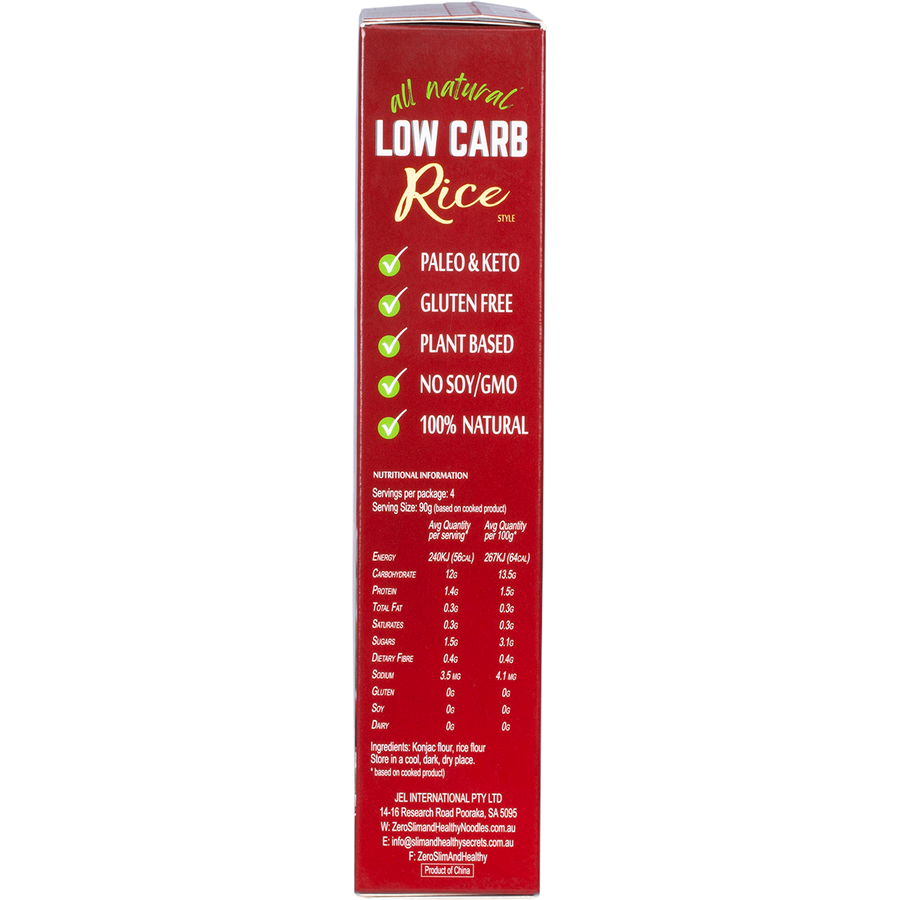 Zero slim & healthy low carb rice package display