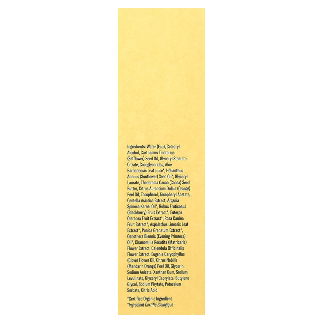 Acure Brightening Day Cream 50ml, box back with ingredients