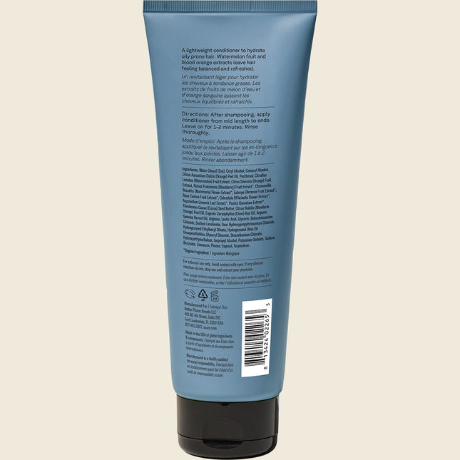 Acure Daily Workout Watermelon & Blood Orange Conditioner 236ml, back label with ingredients and directions