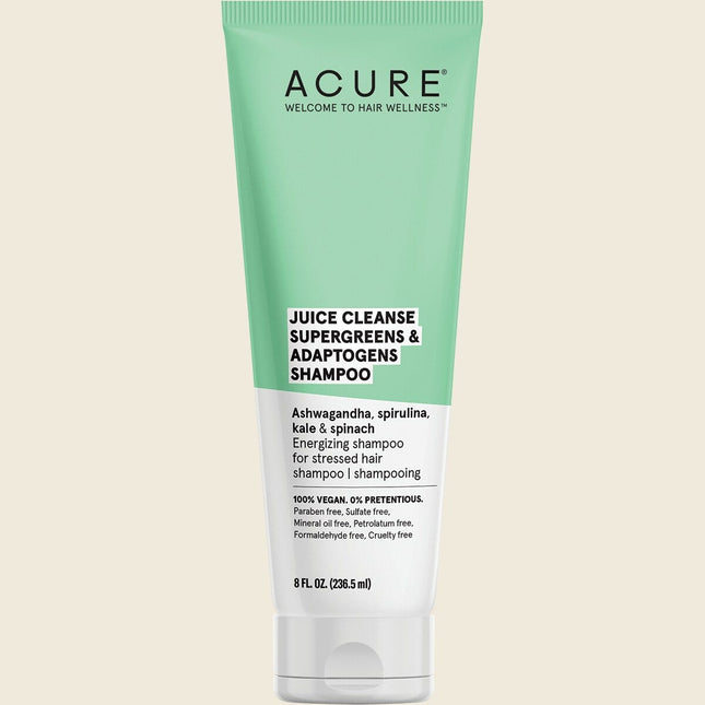 Acure Juice Cleanse Supergreens & Adaptogens Shampoo 236ml, front of pack