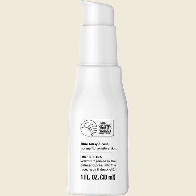 Acure Seriously Soothing Blue Tansy Night Oil 30ml, back of pack with directions and caution