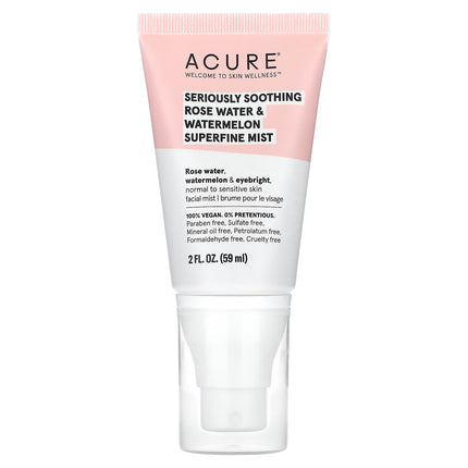 Acure Seriously Soothing Rose Water & Watermelon Superfine Mist 59ml, front of pack