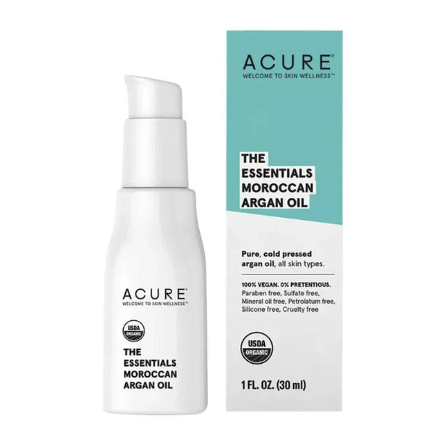 Acure The Essentials Moroccan Argan Oil 30ml, bottle and box front view
