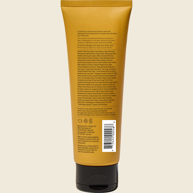 Acure Ultra Hydrating Green Juice Cleanser 118ml, back label with ingredients and directions