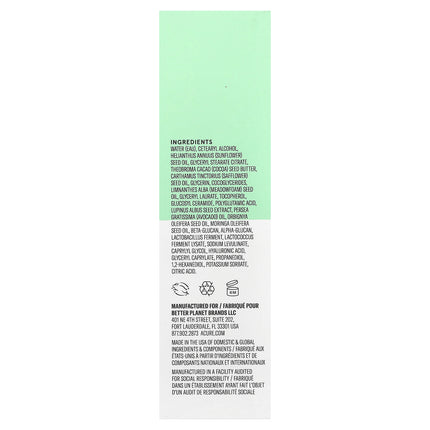 Acure Ultra Hydrating Plant Ceramide Daily Facial Lotion 50ml, box back with ingredients