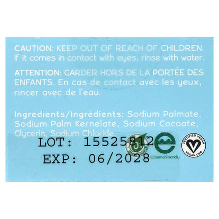 Aleva Naturals, Baby, Stain & Laundry Bar Soap, Fragrance Free, 0.48 lb (220 g)  - back label with ingredients