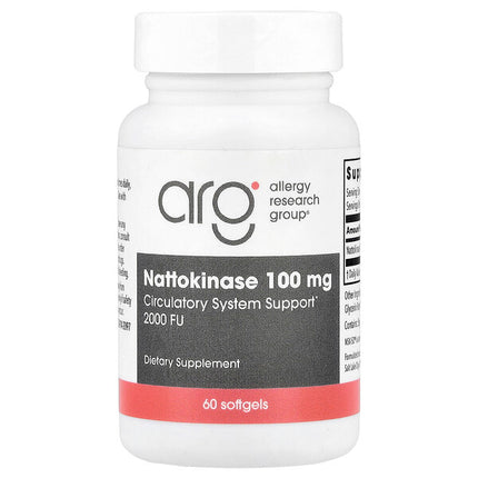 Allergy Research Group Nattokinase 100mg 60 Softgels bottle front label