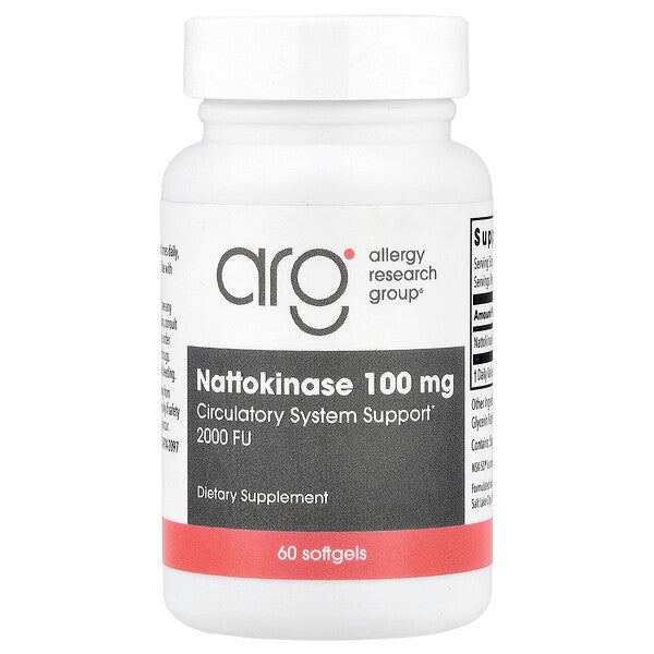 Allergy Research Group Nattokinase 100mg 60 Softgels bottle front label