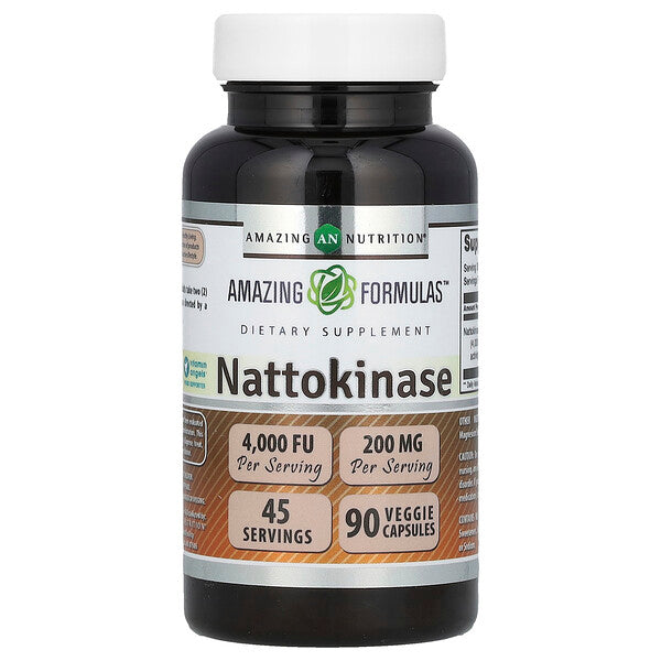 Amazing Nutrition Nattokinase 90 Veggie Capsules bottle front label