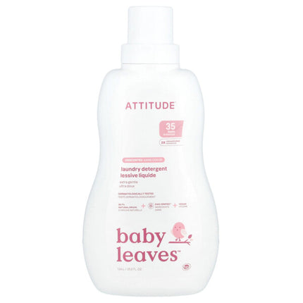 ATTITUDE, Baby Leaves™, Laundry Detergent, Extra Gentle, Unscented, 35.2 fl oz (1.04 L)  - front of pack