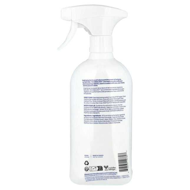 ATTITUDE, Nature + Technology™, Fruit & Vegetables Wash, Unscented, 27.1 fl oz (800 ml)  - back label with ingredients
