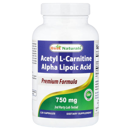 Best Naturals Acetyl L-Carnitine Alpha Lipoic Acid 120 Capsules - front of pack